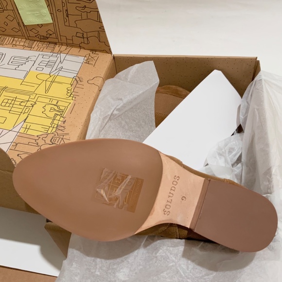 Soludos Emma Chesnut Suede Ankle Booties Brown Leather Casual Block Heel Boots 9 - Picture 9 of 10